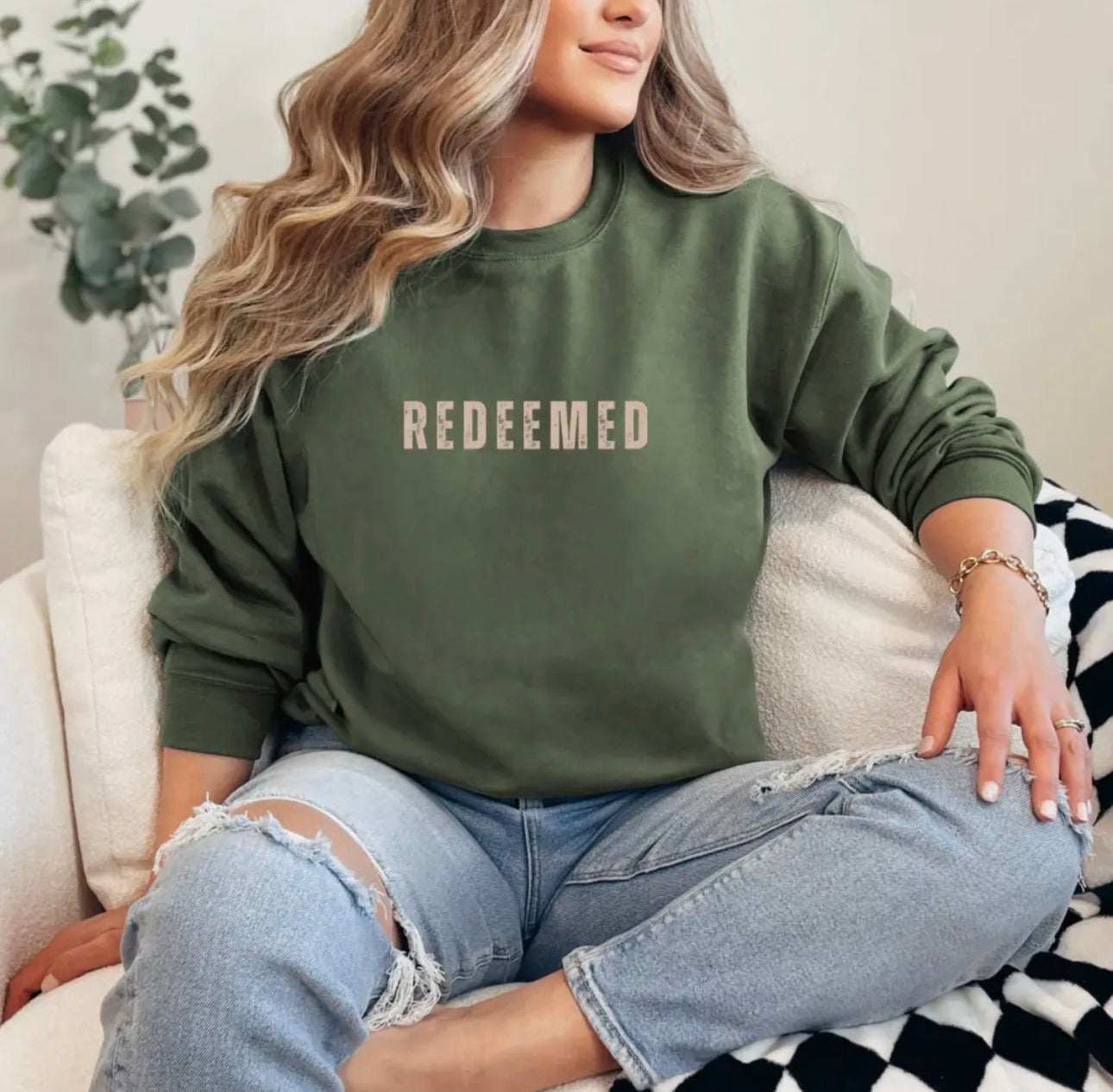 Redeemed Sweatshirt (Green)- Pre Order