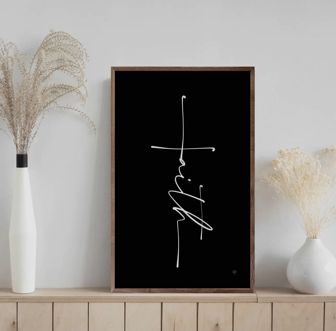 Faith Cross Black Sign
