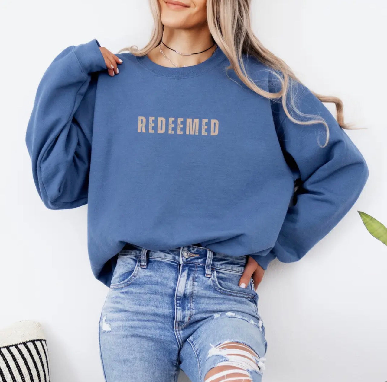 Redeemed Sweatshirt (Blue) - Pre Order