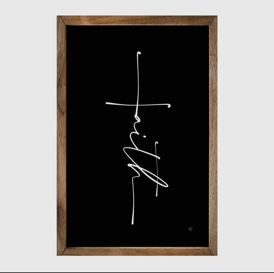 Faith Cross Black Sign