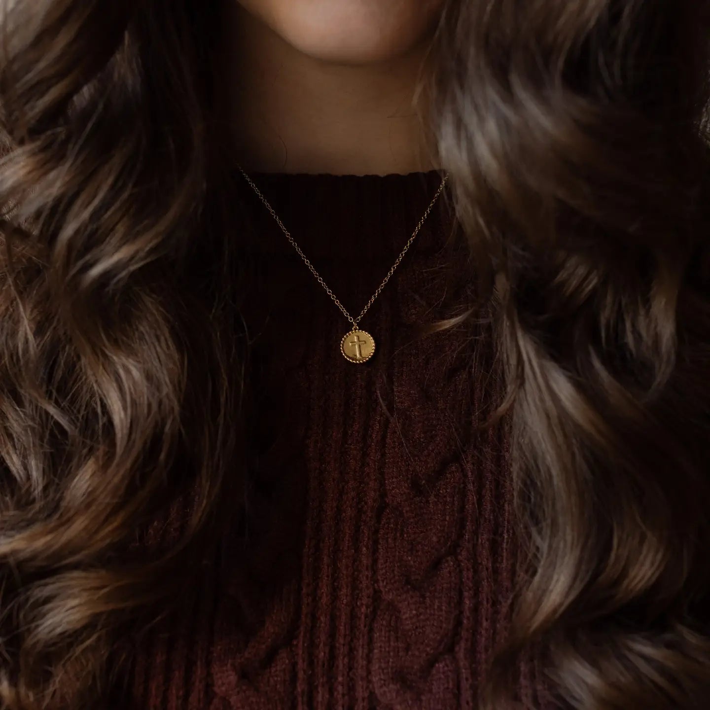 Embossed Cross Necklace